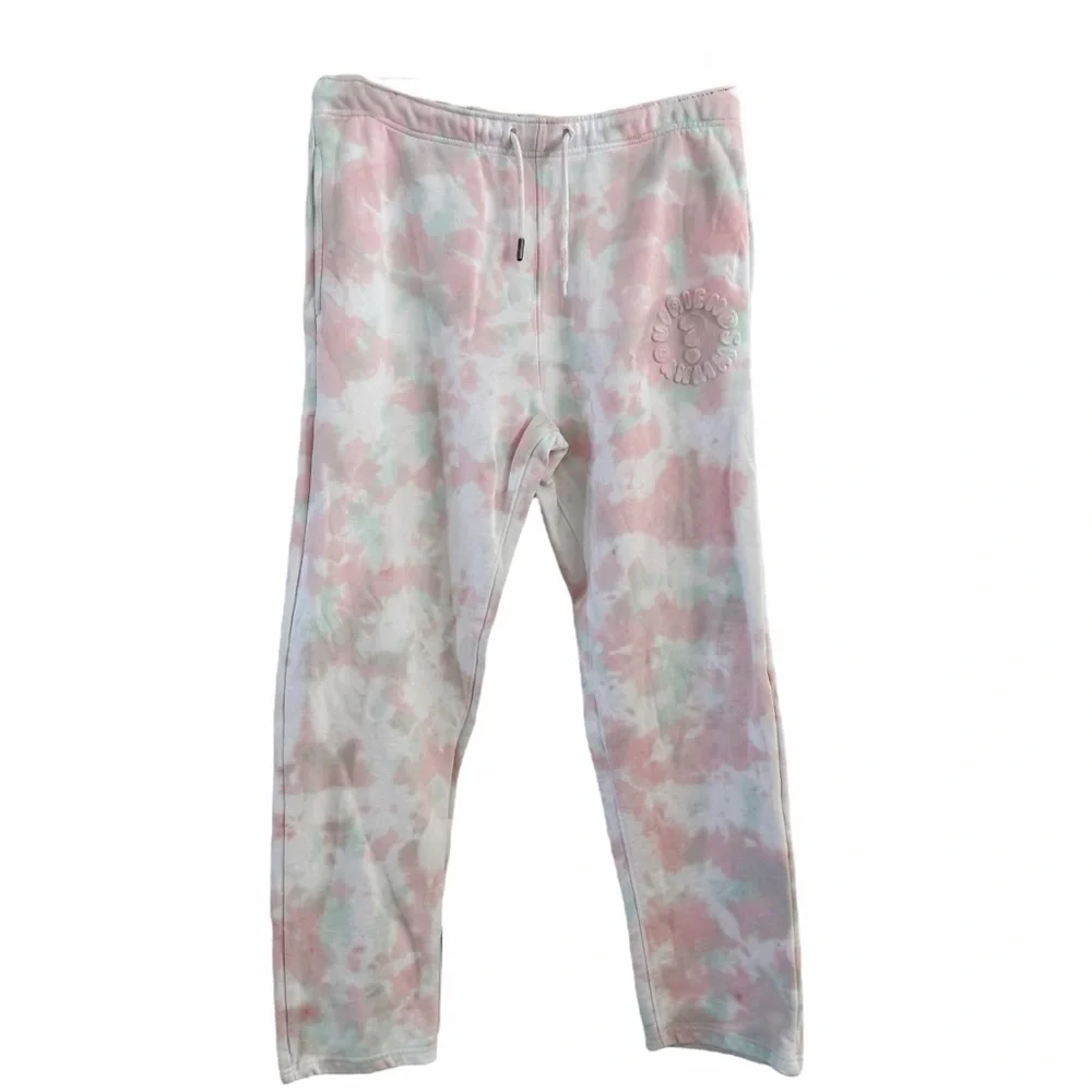 Guess X Friends With You Tie Dye Sweatpants Logo Pastel Pink Green Size Medium